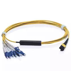 MPO male 8F-8 LC, OS2, harness cable, LSZH, yellow, Polarity A